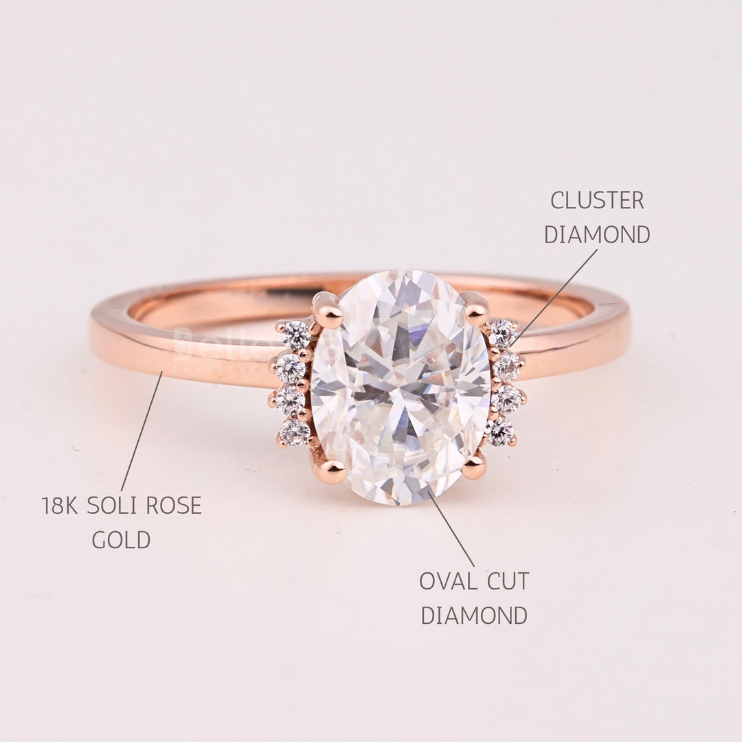1.50CT Oval Cut Cluster Diamond Moissanite Engagement Ring For Her