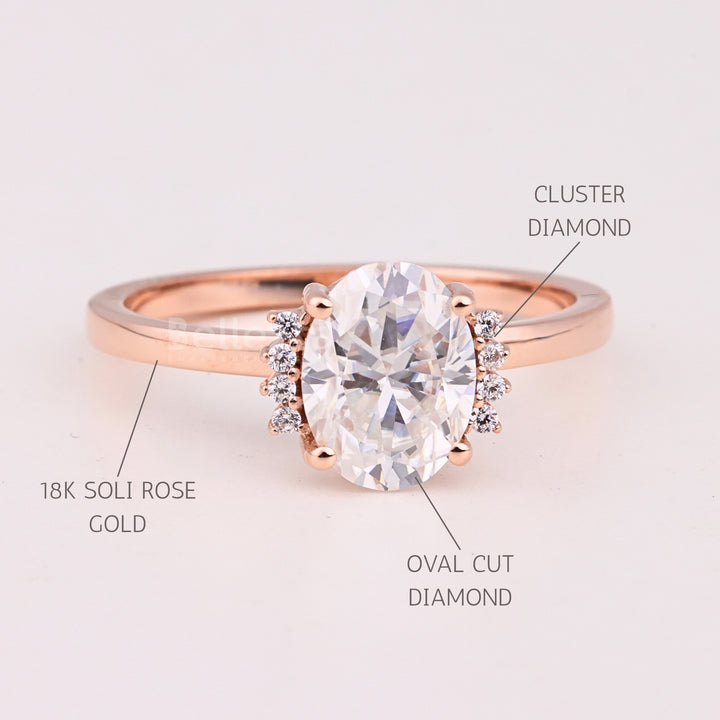 1.50CT Oval Cut Cluster Diamond Moissanite Engagement Ring For Her