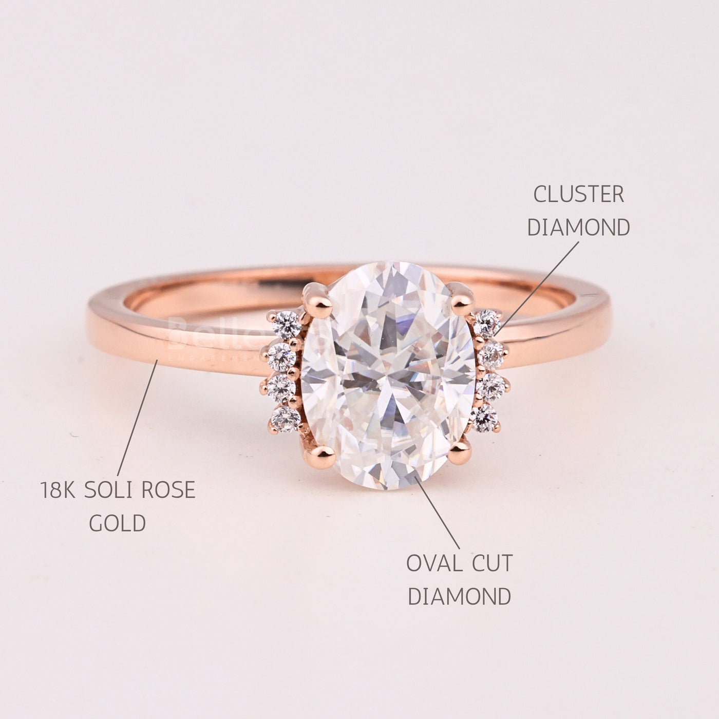 1.50CT Oval Cut Cluster Diamond Moissanite Engagement Ring For Her