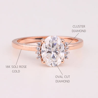 1.50CT Oval Cut Cluster Diamond Moissanite Engagement Ring For Her