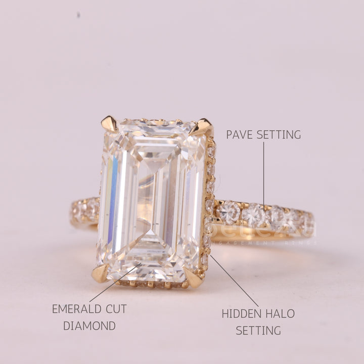 2.50CT Emerald Cut Pave Setting Moissanite Engagement Ring