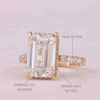 2.50CT Emerald Cut Pave Setting Moissanite Engagement Ring