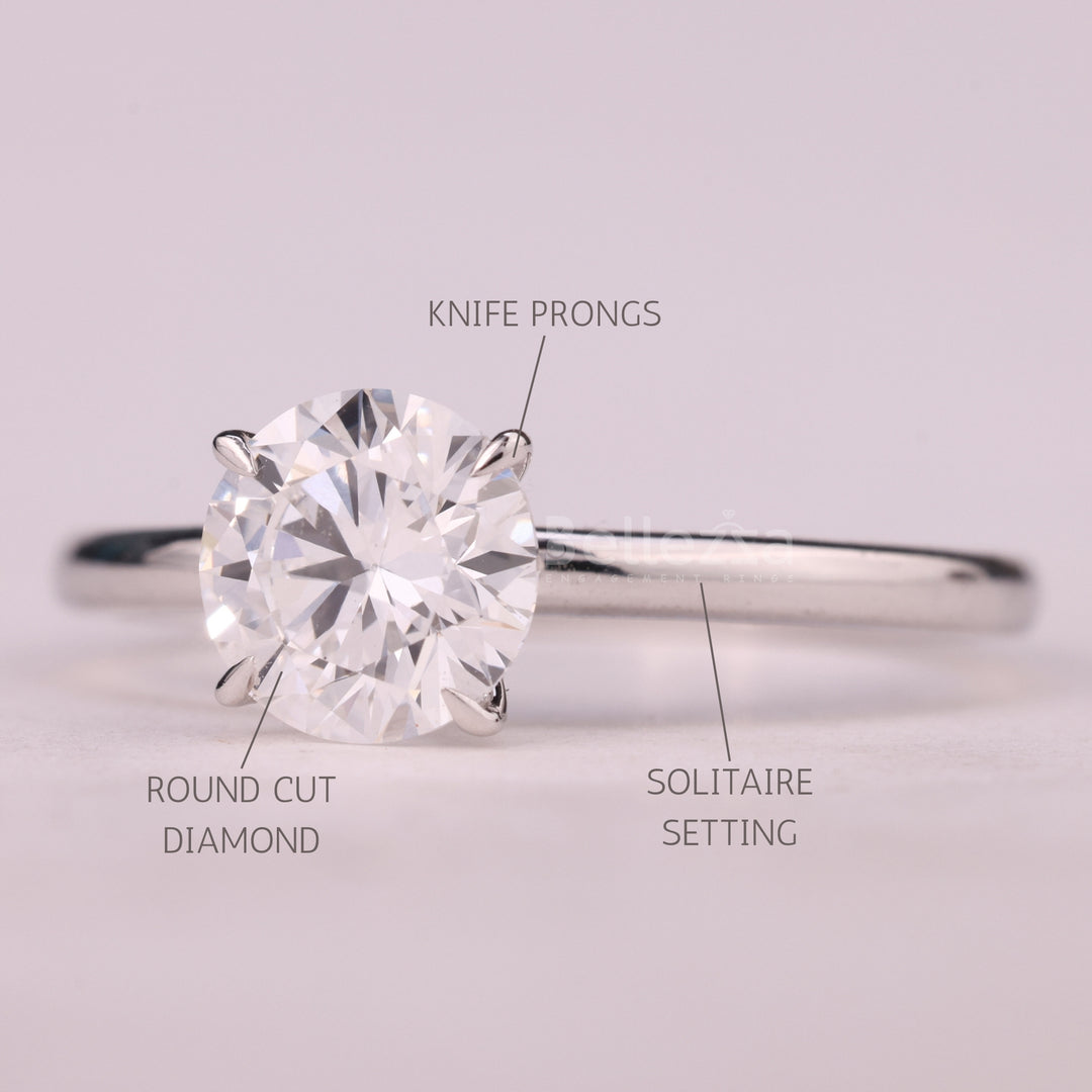 0.75CT Round Cut Solitaire Moissanite Engagement Ring
