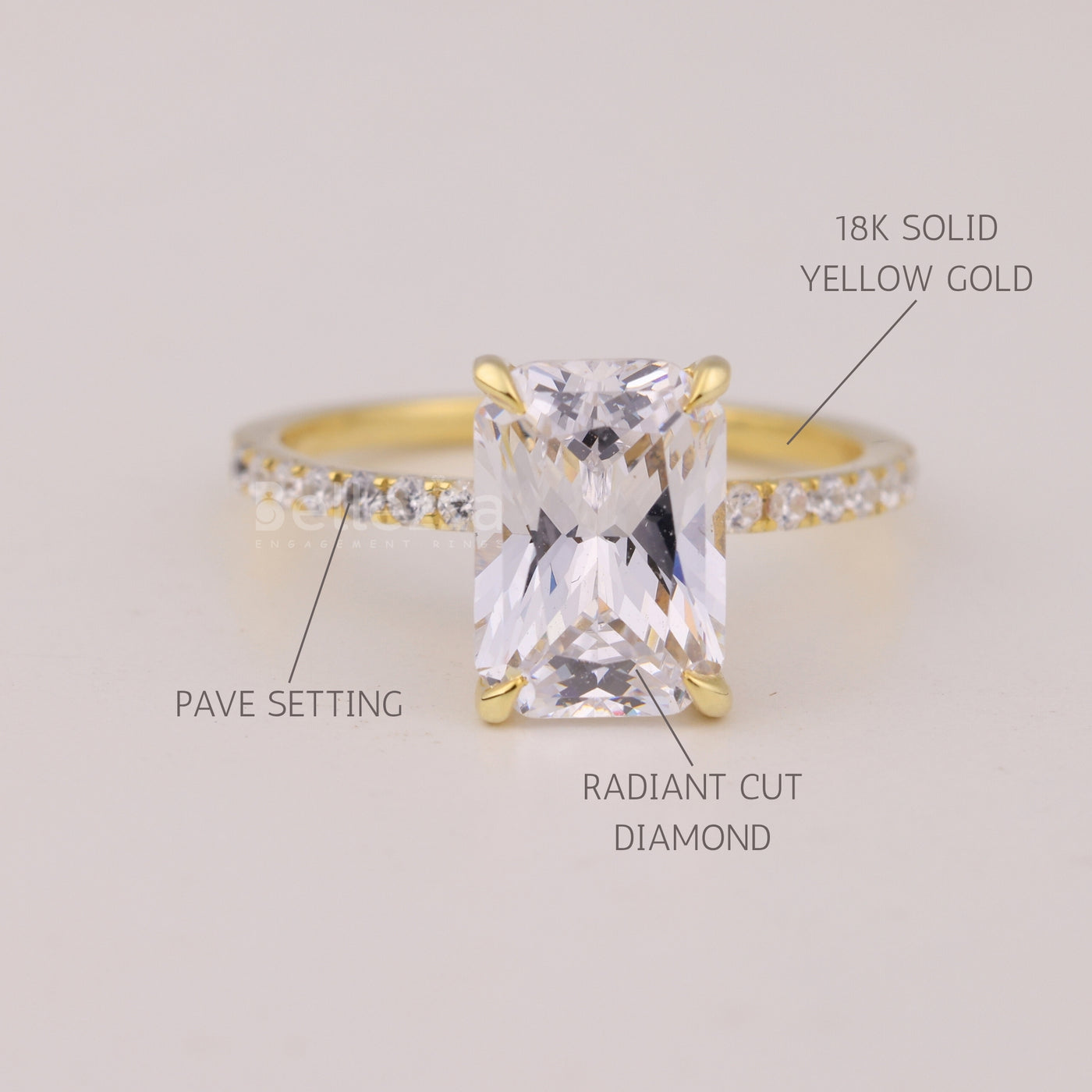 2.0CT Radiant Cut Pave Setting Moissanite Engagement Ring