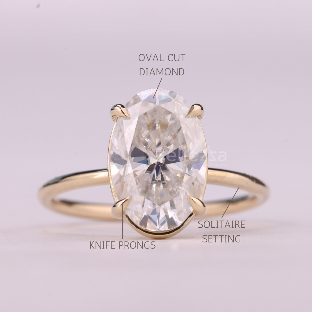 2.0CT Oval Cut Solitaire Moissanite Engagement Ring