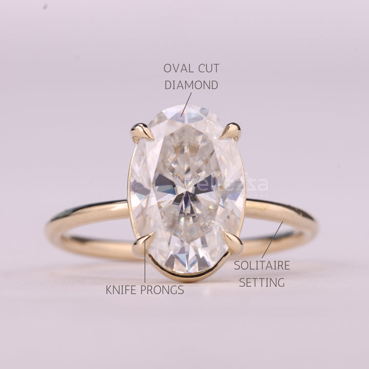 2.0CT Oval Cut Solitaire Moissanite Engagement Ring