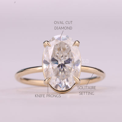 2.0CT Oval Cut Solitaire Moissanite Engagement Ring