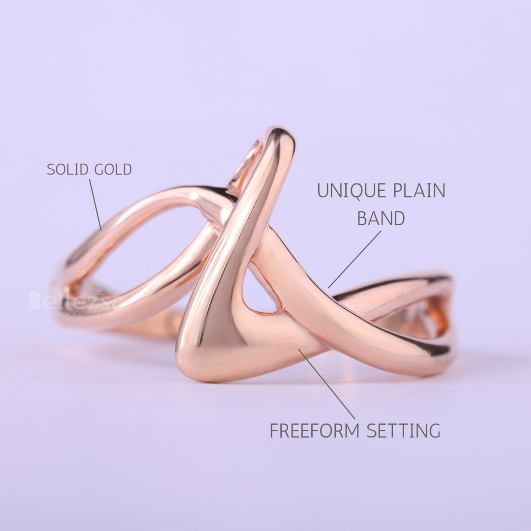 18K Solid Gold Freeform Unique Plain Wedding Ring