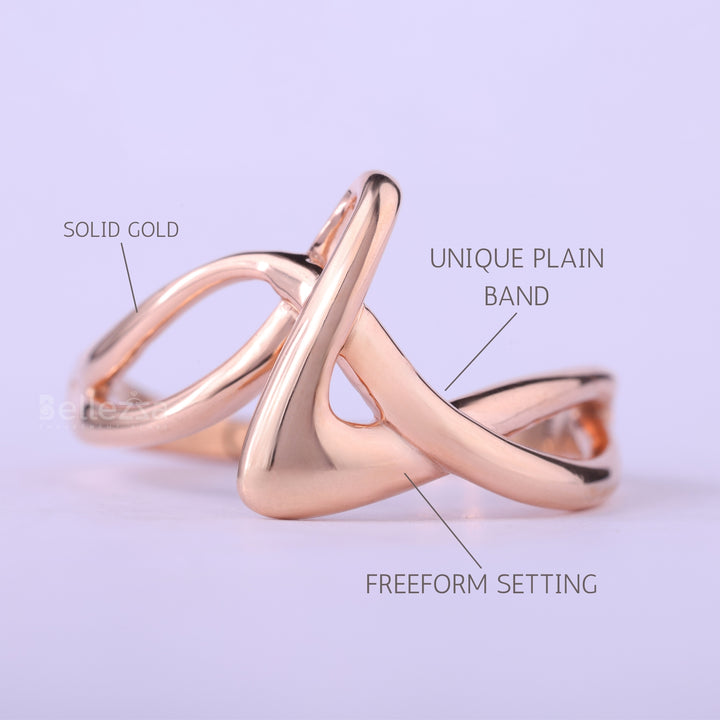 18K Solid Gold Freeform Unique Plain Wedding Ring