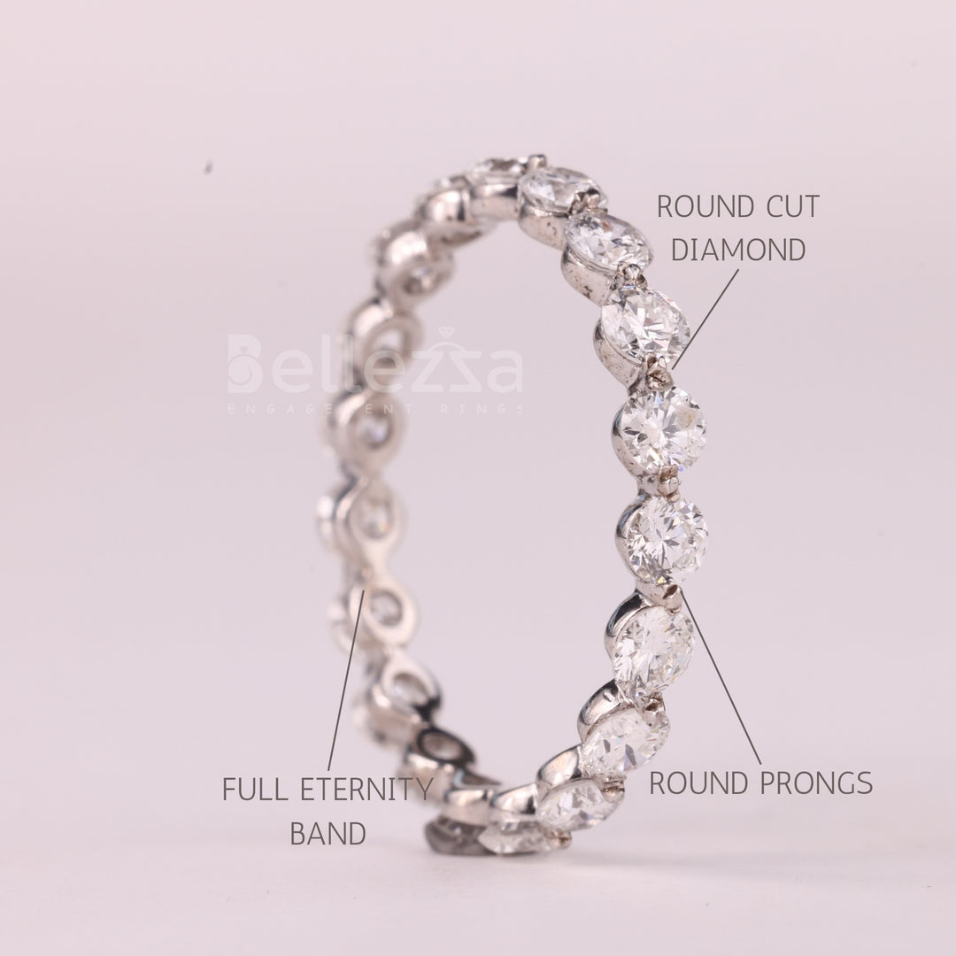 Round Cut Diamond Full Eternity Moissanite Wedding Band