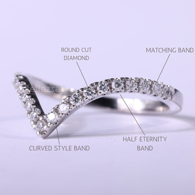 Round Cut Curved Moissanite Wedding Band