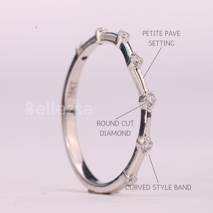 Round Cut Petite Pave Setting Moissanite Wedding Band