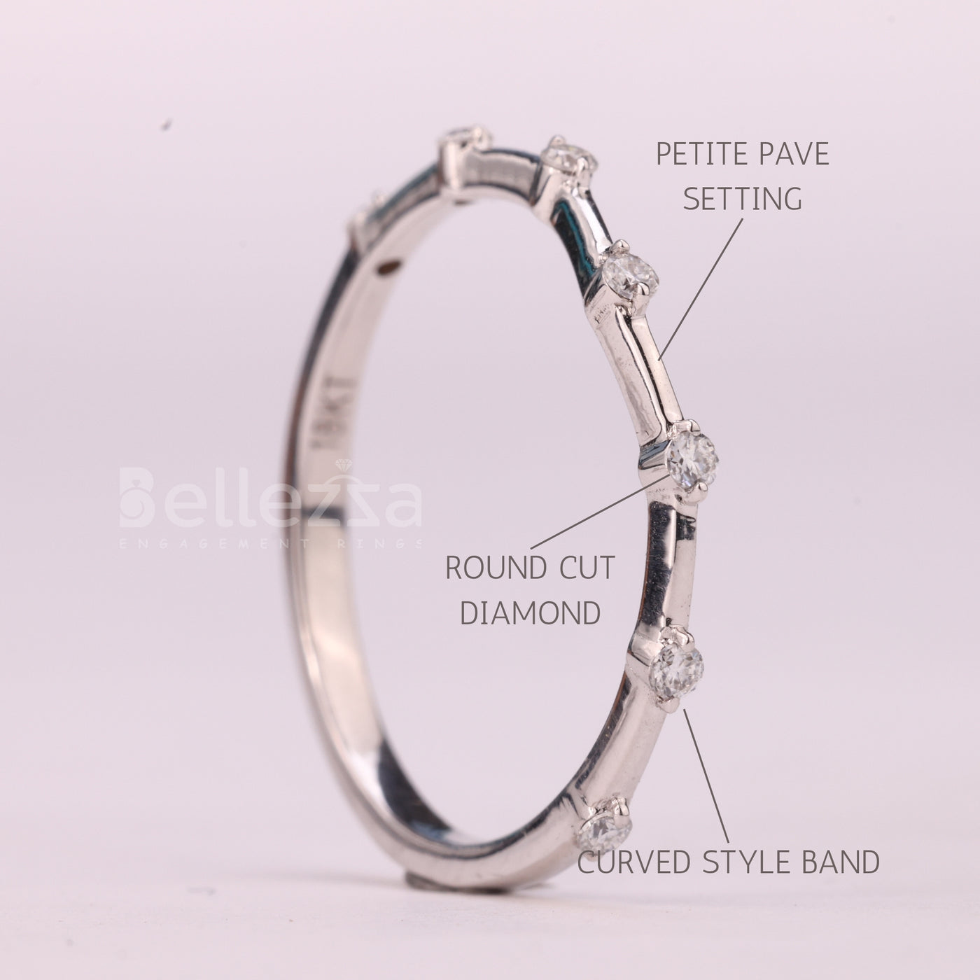 Round Cut Petite Pave Setting Moissanite Wedding Band