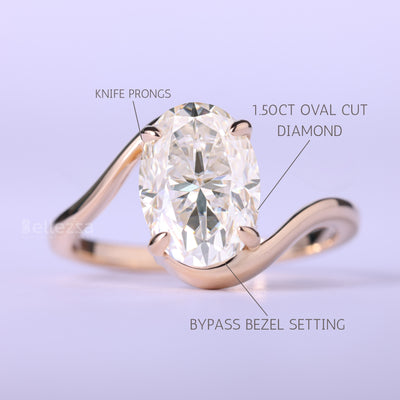1.50CT Oval Cut Unique Solitaire Moissanite Engagement Ring
