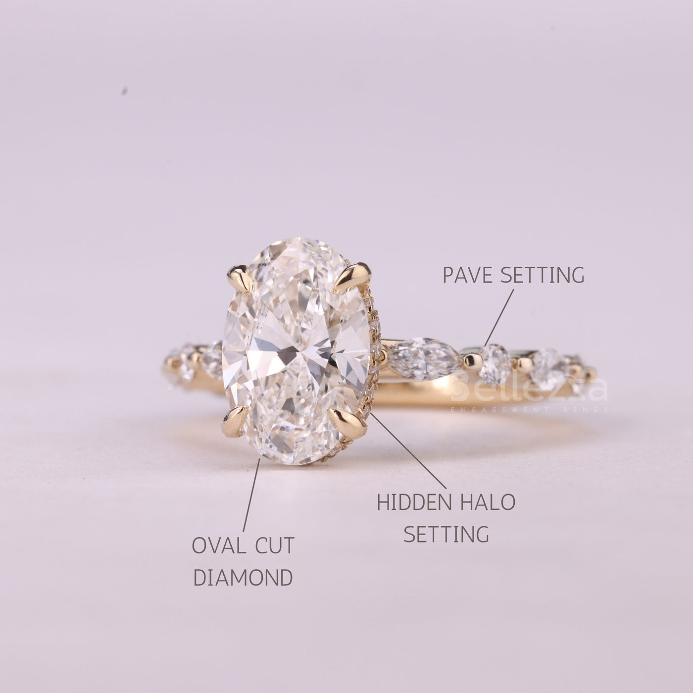 1.50CT Oval Cut Pave Setting Moissanite Engagement Ring