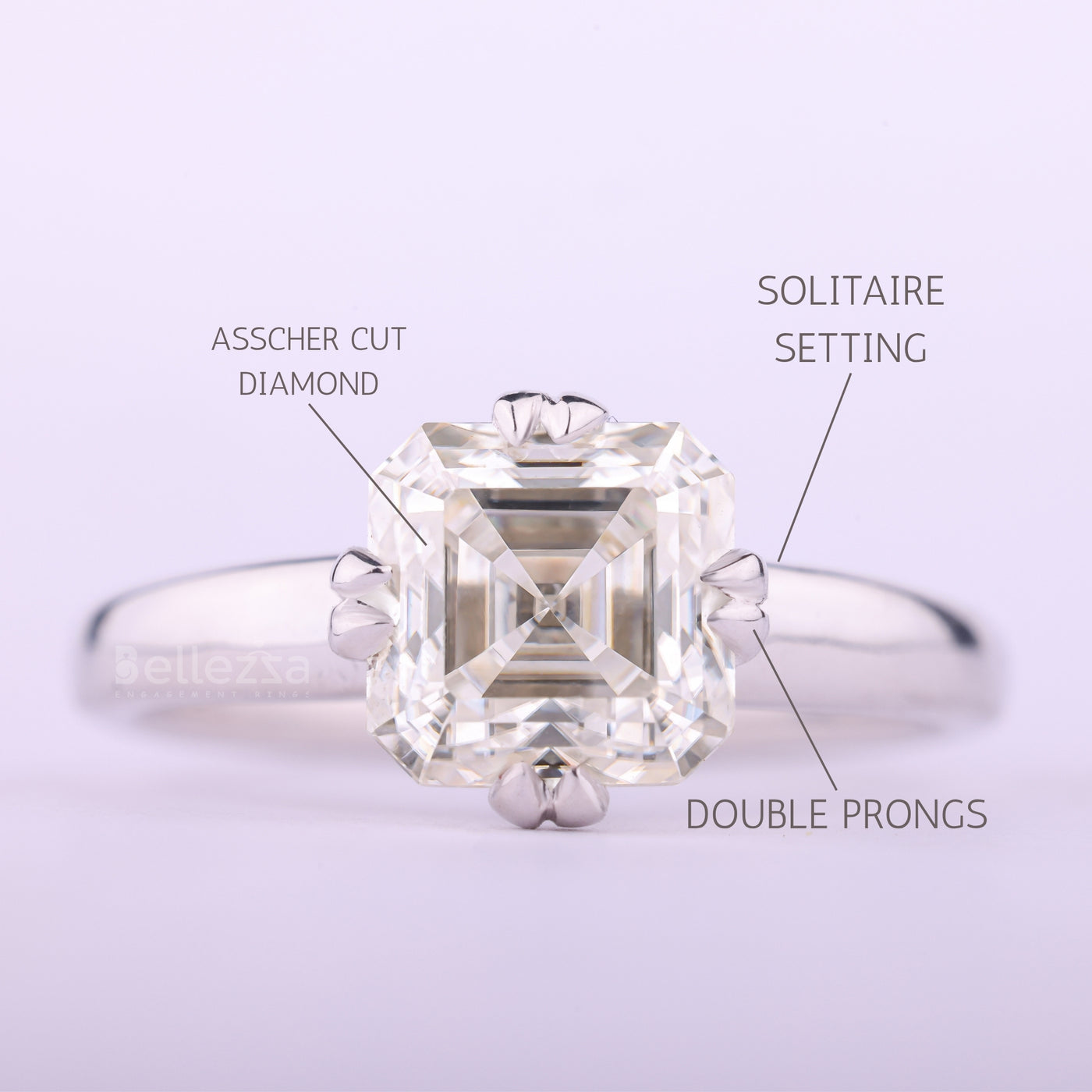 1.0CT Asscher Cut Diamond Moissanite Solitaire Engagement Ring