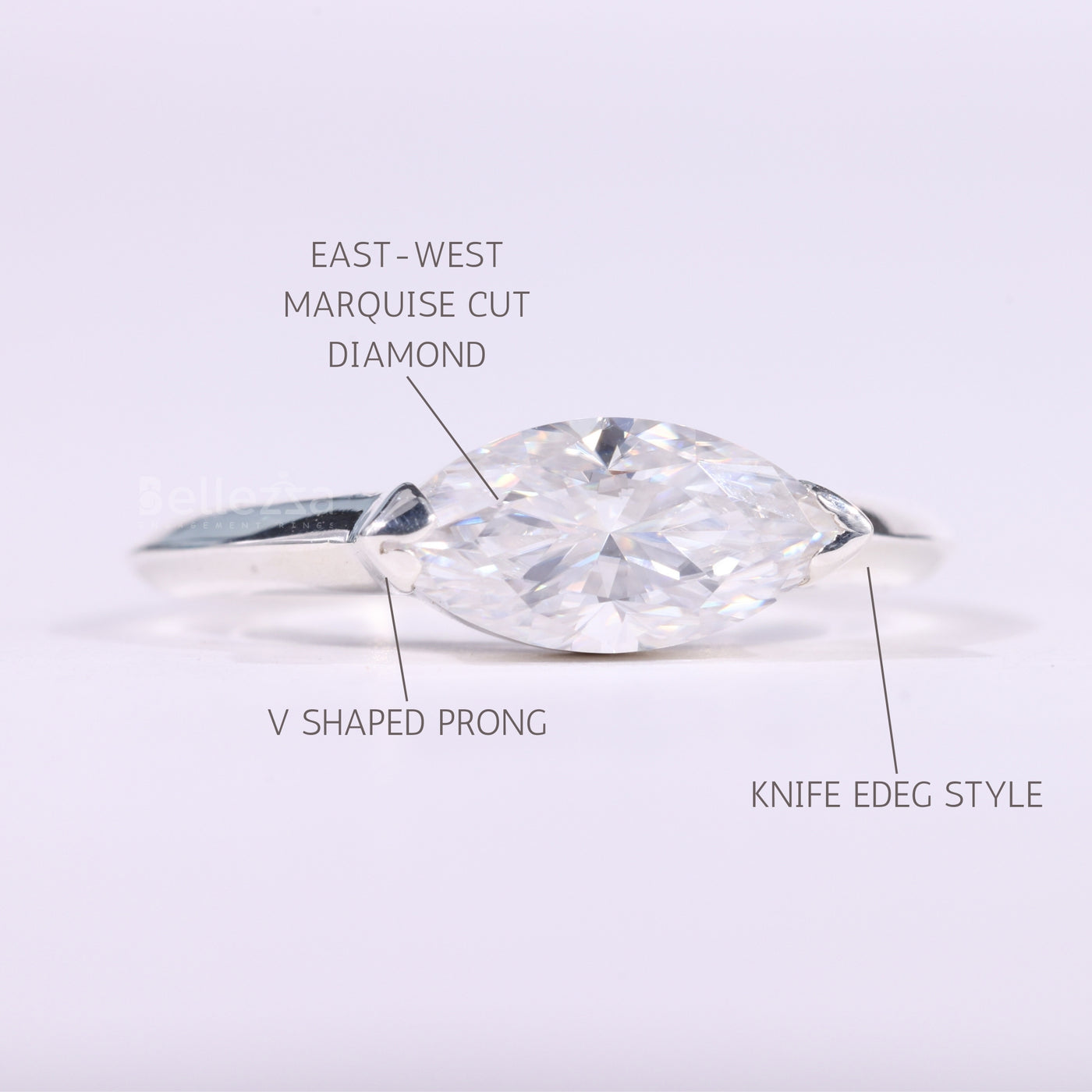1.50CT East-West Marquise Cut Solitaire Engagement Ring