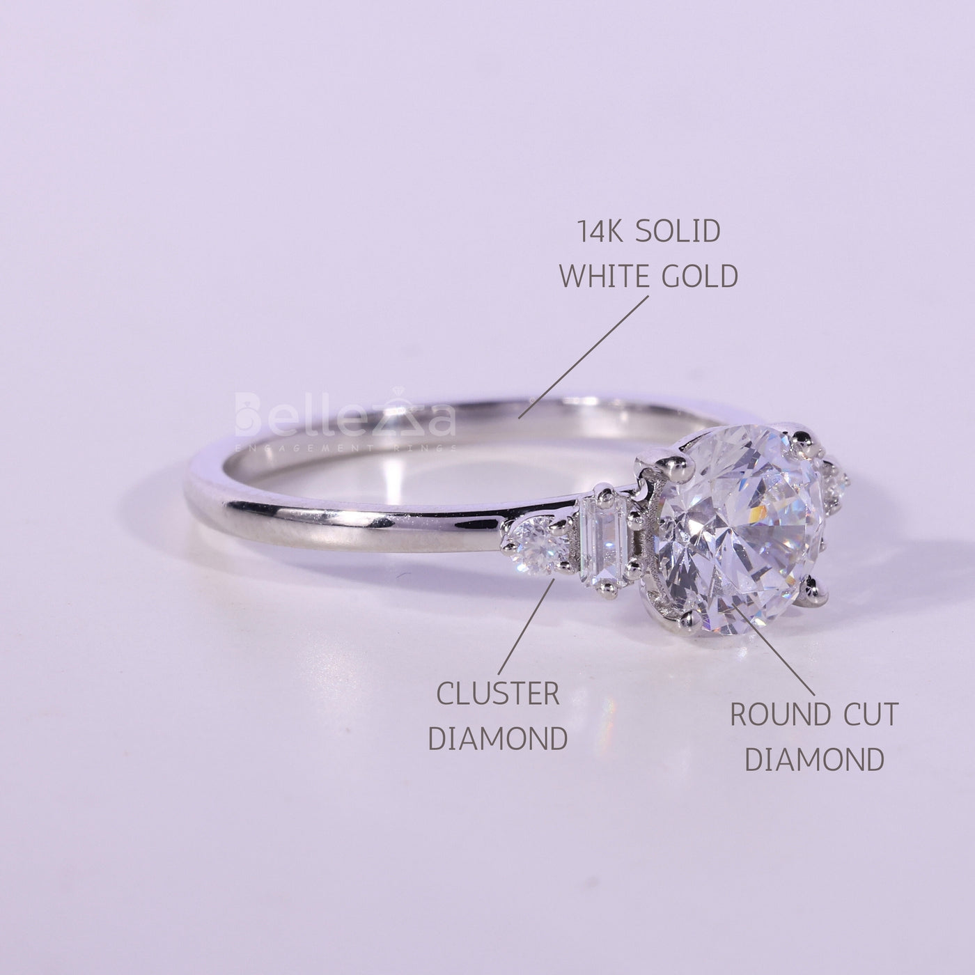 1.0CT Round Cut Cluster Diamond Moissanite Engagement Ring