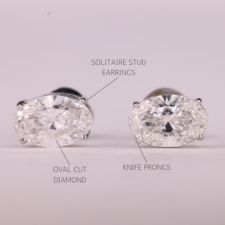 2.0CTW Oval Cut Diamond Moissanite Solitaire Stud Earrings