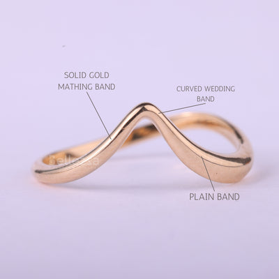18K Solid Gold Curved Pl;ain Wedding Band
