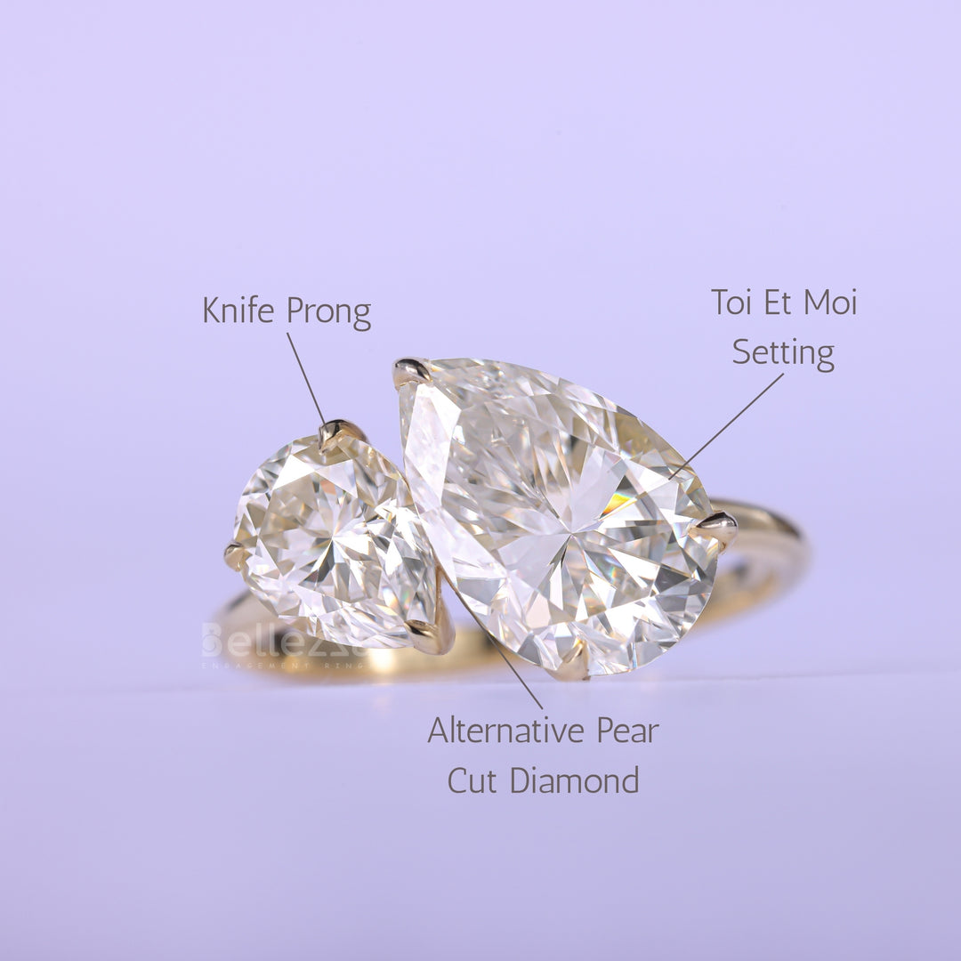 2.50CTW Pear Cut Alternative Diamond Two Stone Engagement Ring