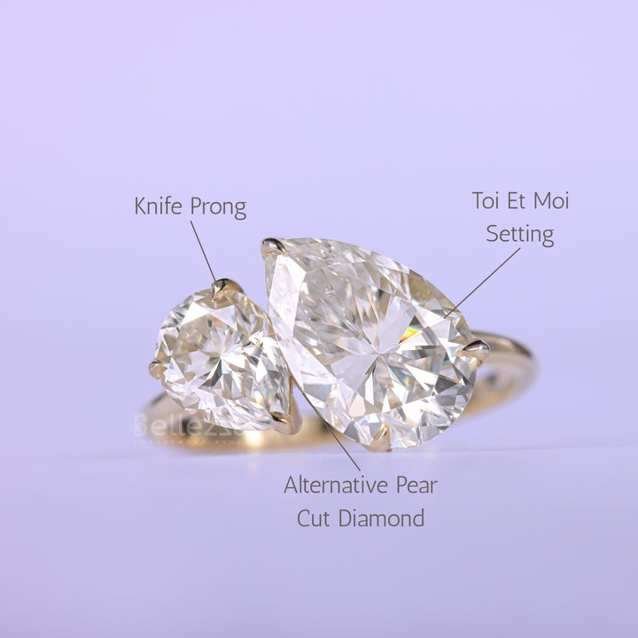 2.50CTW Pear Cut Alternative Diamond Two Stone Engagement Ring