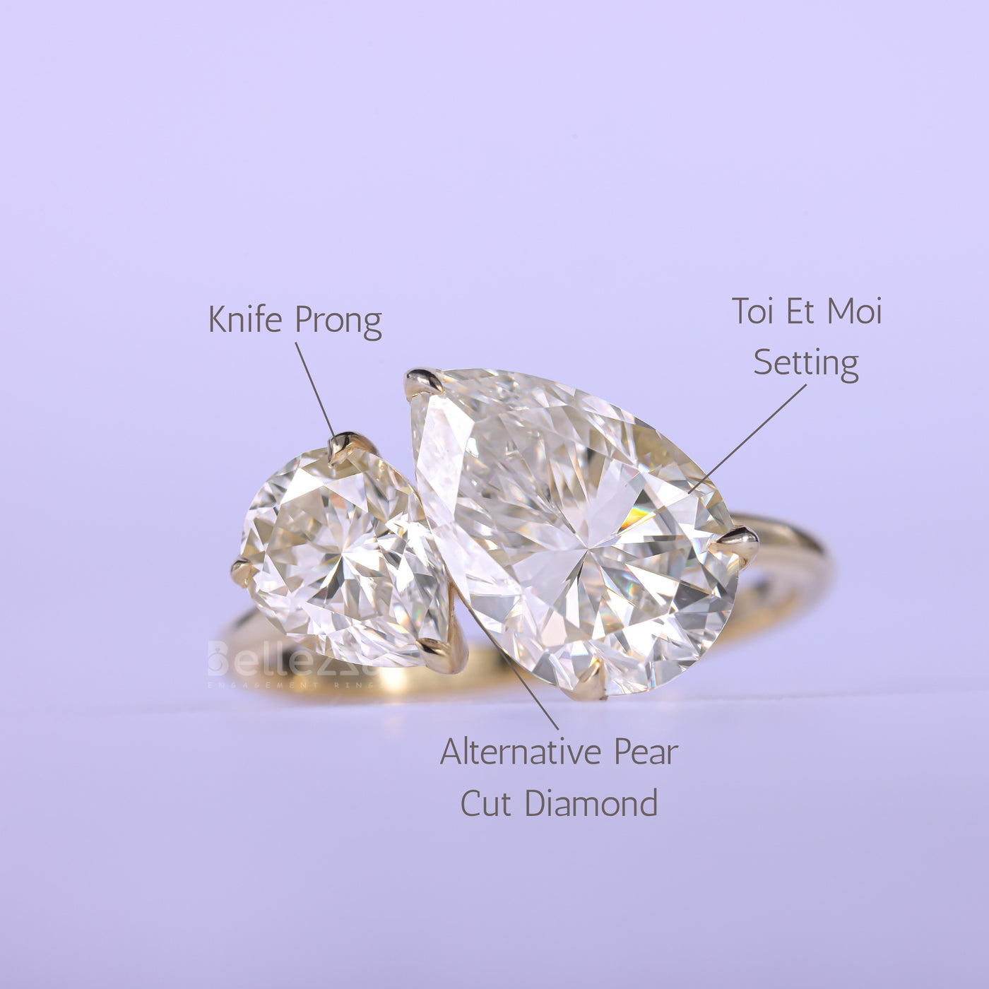 2.50CTW Pear Cut Alternative Diamond Two Stone Engagement Ring