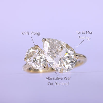 2.50CTW Pear Cut Alternative Diamond Two Stone Engagement Ring