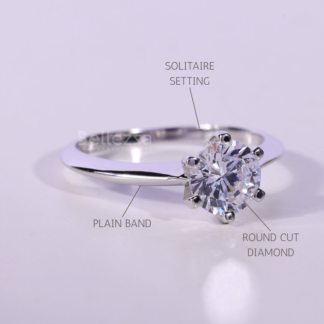 0.75CT Round Cut Solitaire Moissanite Engagement Ring