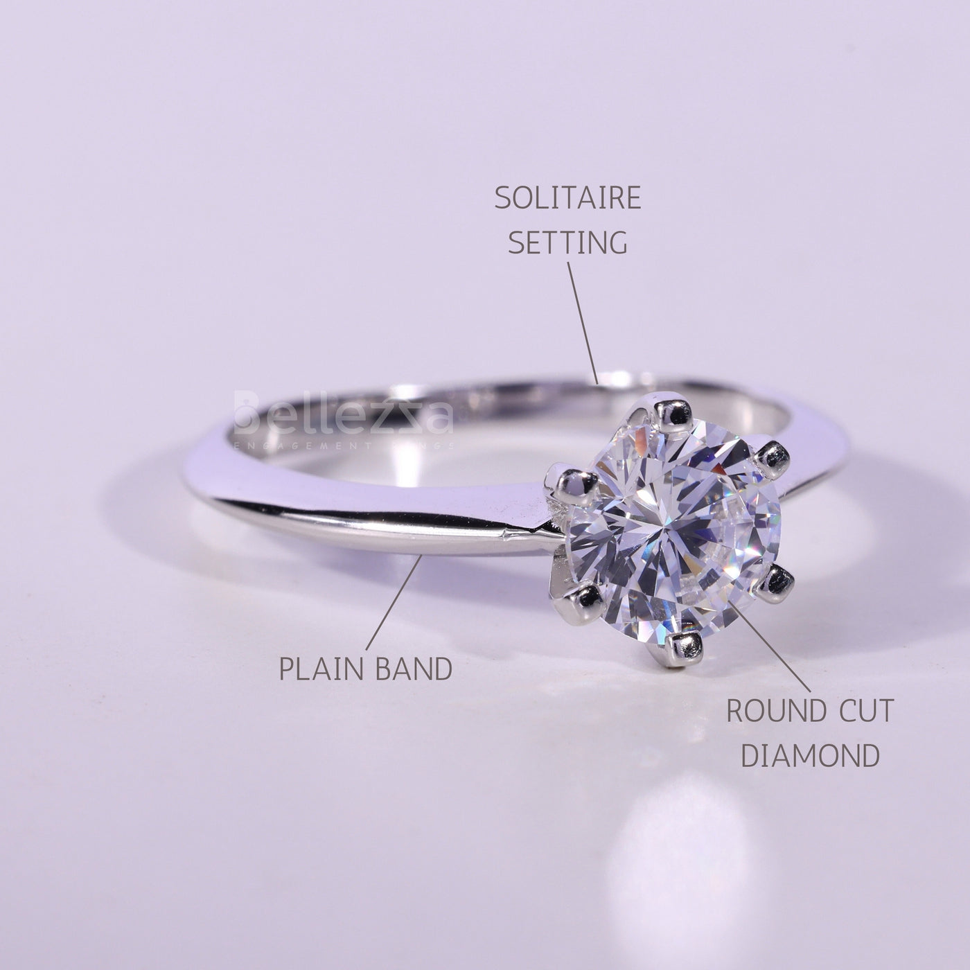 0.75CT Round Cut Solitaire Moissanite Engagement Ring
