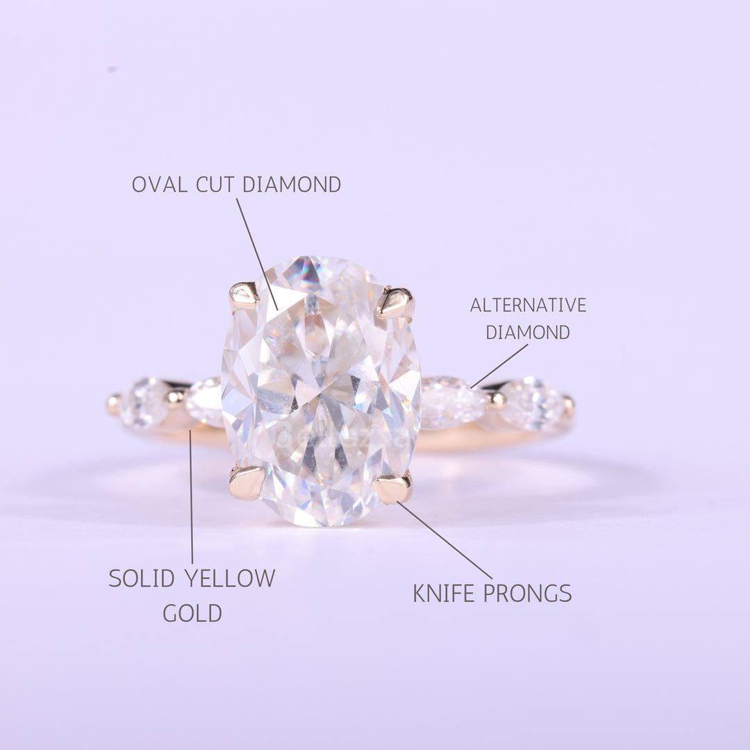 1.50CT Oval Cut Pave Setting Moissanite Engagement Ring