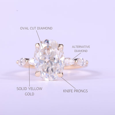 1.50CT Oval Cut Pave Setting Moissanite Engagement Ring