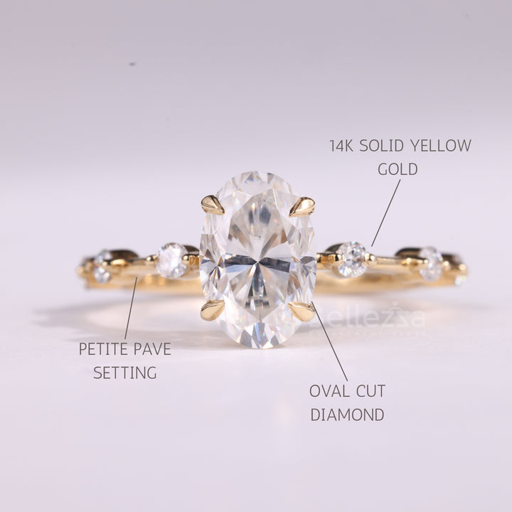 1.0CT Oval Cut Petite Pave Setting Moissanite Engagement Ring
