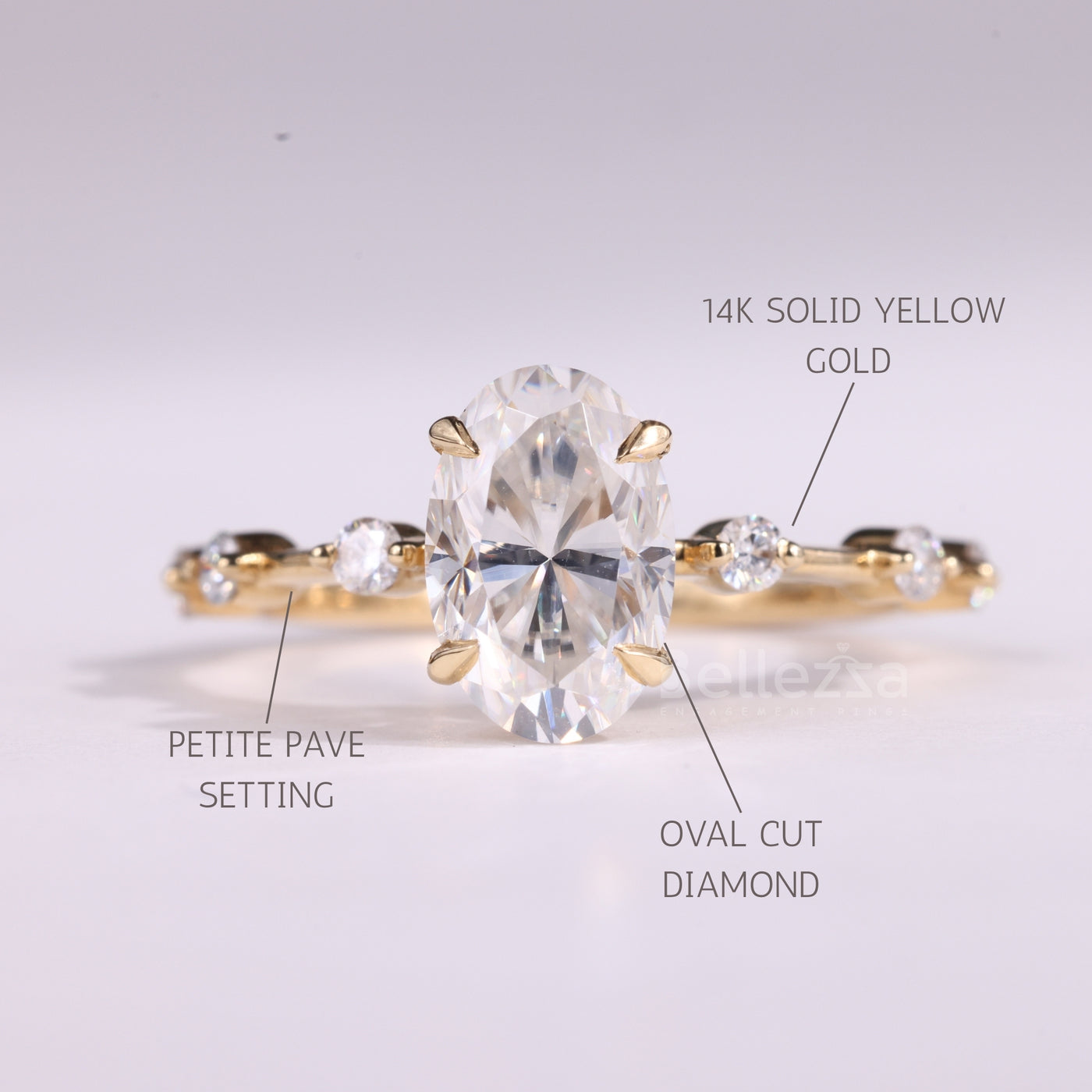 1.0CT Oval Cut Petite Pave Setting Moissanite Engagement Ring