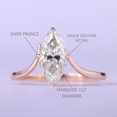 1.50CT Marquise Cut Diamond Unique Solitaire Engagement Ring