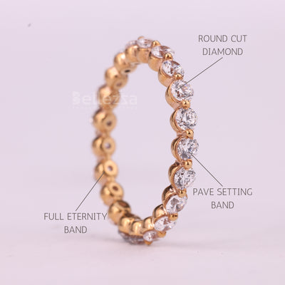 Round Cut Pave Setting Full Eternity Moissanite Wedding Band