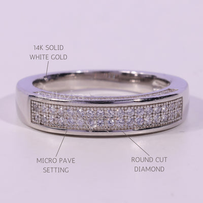 Round Cut Miscro Pave Setting Moissanite Wedding Band