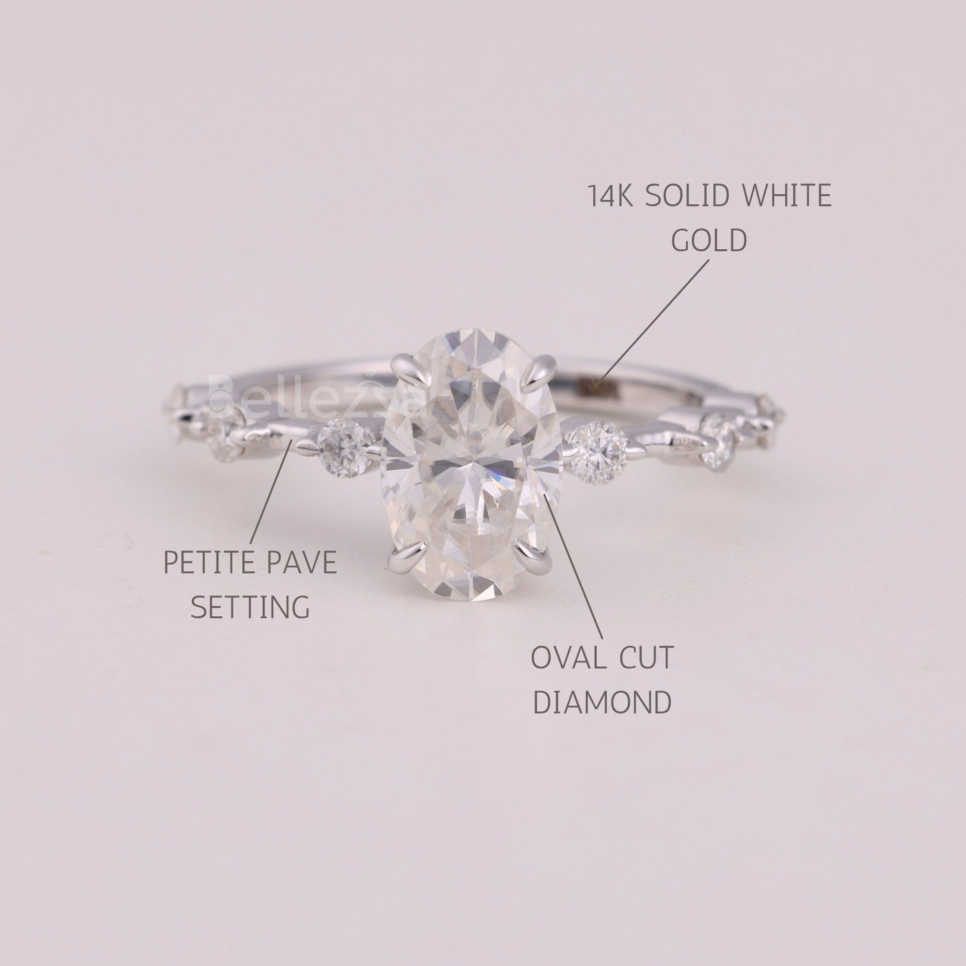 1.50CT Oval Cut Petite Pave Setting Engagement Ring