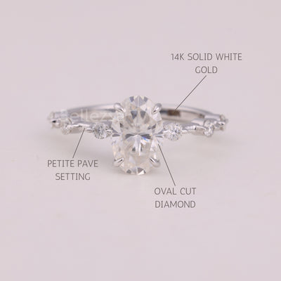 1.50CT Oval Cut Petite Pave Setting Engagement Ring