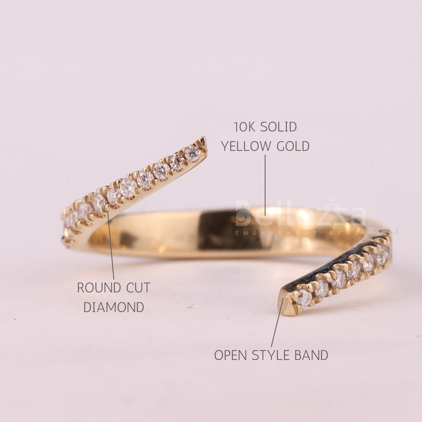 Round Cut Cluster Diamond Open Cuff Style Moissanite Wedding Band