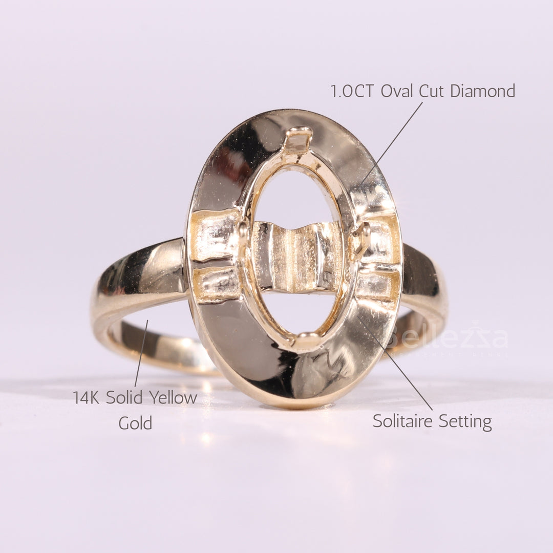 1.0CT Oval Cut Diamond Unique Semi Mount Engagement Ring