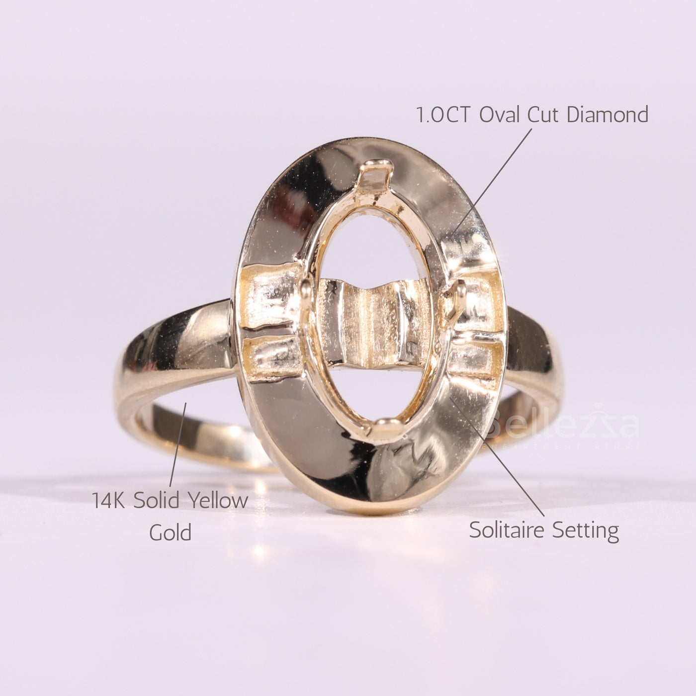 1.0CT Oval Cut Diamond Unique Semi Mount Engagement Ring