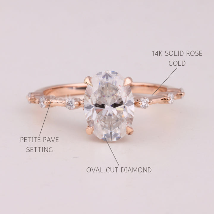 1.50CT Oval Cut Diamond Petite Pave Setting Moissanite Engagement Ring