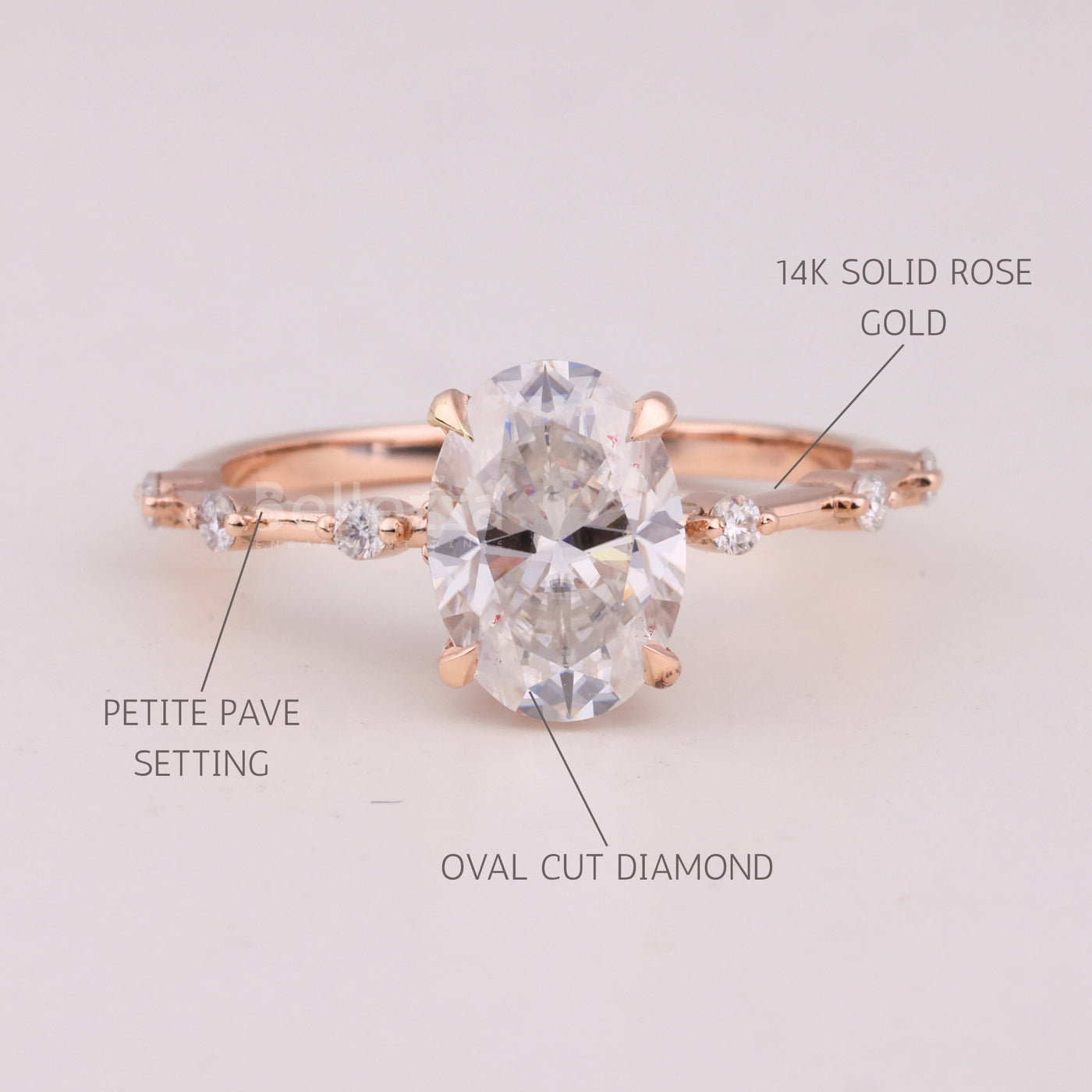 1.50CT Oval Cut Diamond Petite Pave Setting Moissanite Engagement Ring