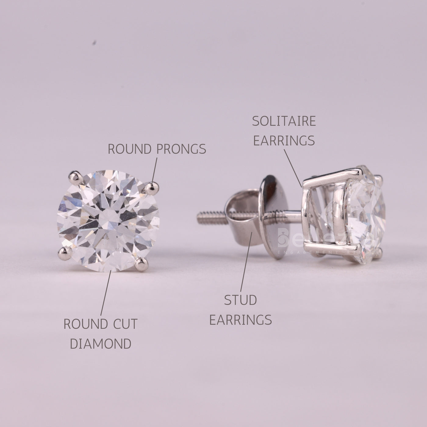 1.0CTW Round Cut Diamond Solitaire Moissanite Stud Earrings