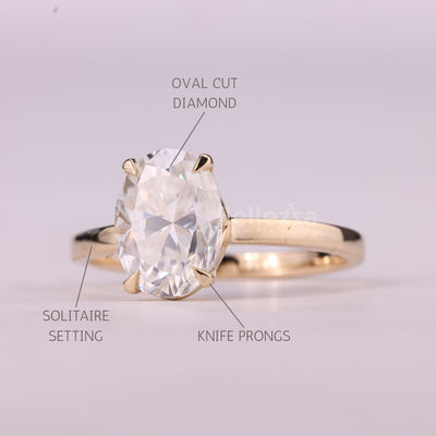 1.50CT Oval Cut Solitaire Moissanite Engagement Ring