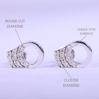 Round Cut Cluster Diamond Moissanite Stud Earrings