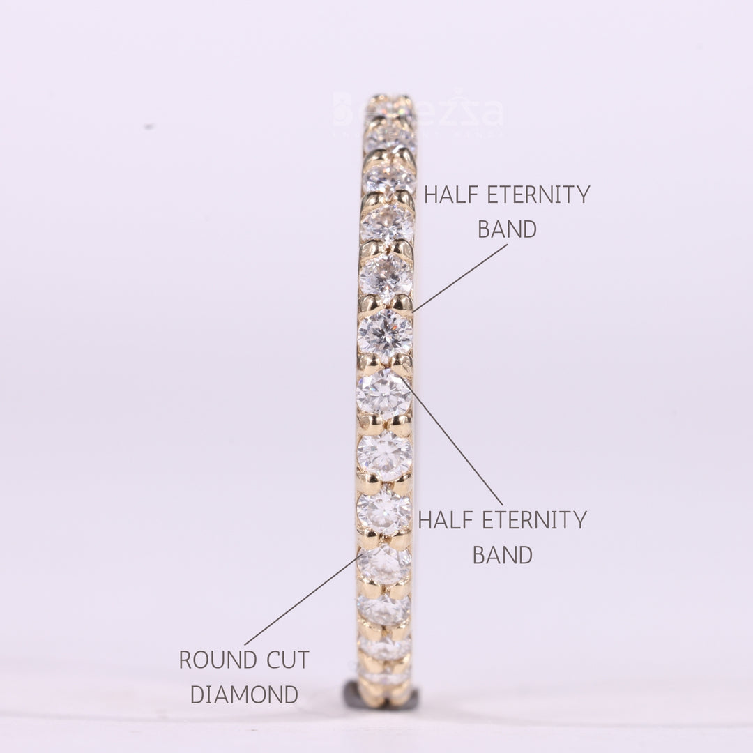 Round Cut Half Eternity Moissanite Wedding Band