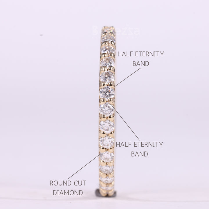 Round Cut Half Eternity Moissanite Wedding Band