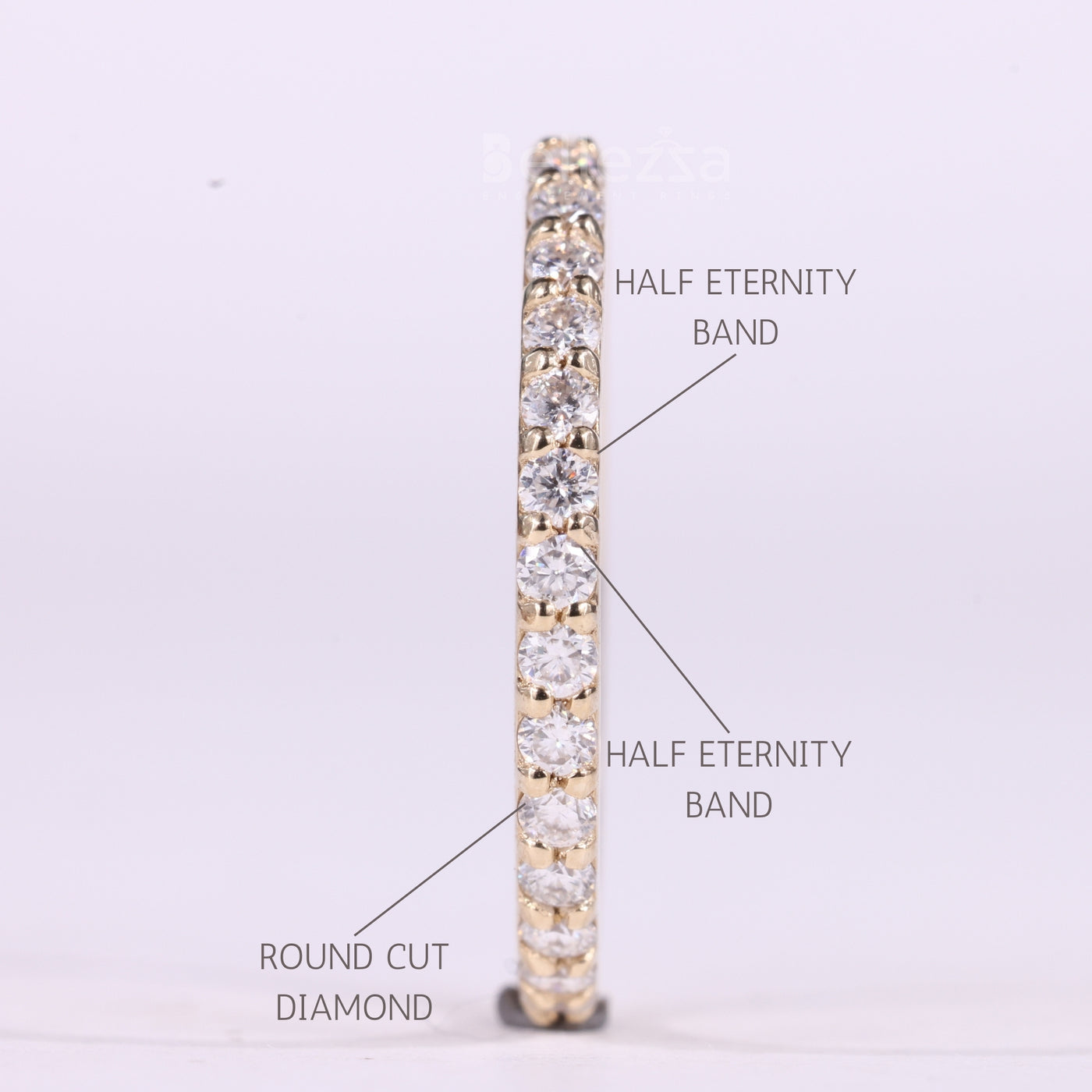 Round Cut Half Eternity Moissanite Wedding Band